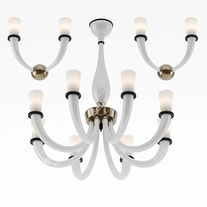 Gabbiano Murano Glass Chandelier 3D model image 2