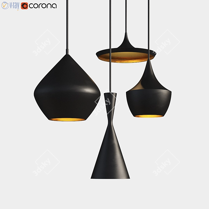Beat Light Chandelier: Modern Loft Industrial Pendant 3D model image 1