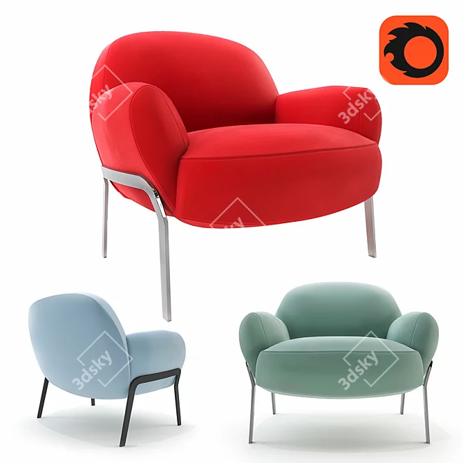 Elegant Bernhardt Kashan Armchair 3D model image 1