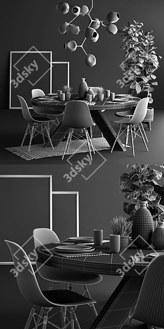 Modern Loft Dining Set 3D model image 3