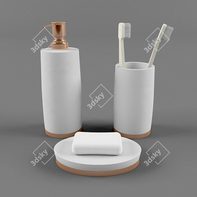 Elegant Rose Gold Bathroom Set 3D model image 1