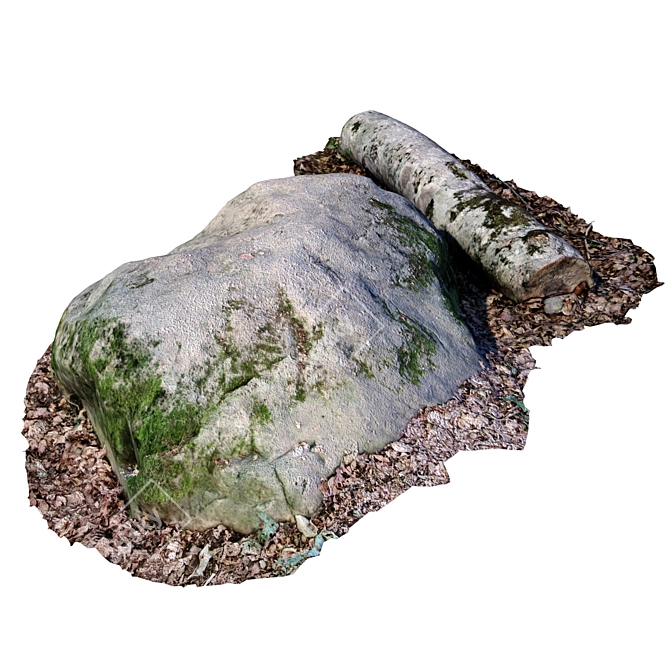 Outdoor Stone and Log Sculpture 3D model image 1