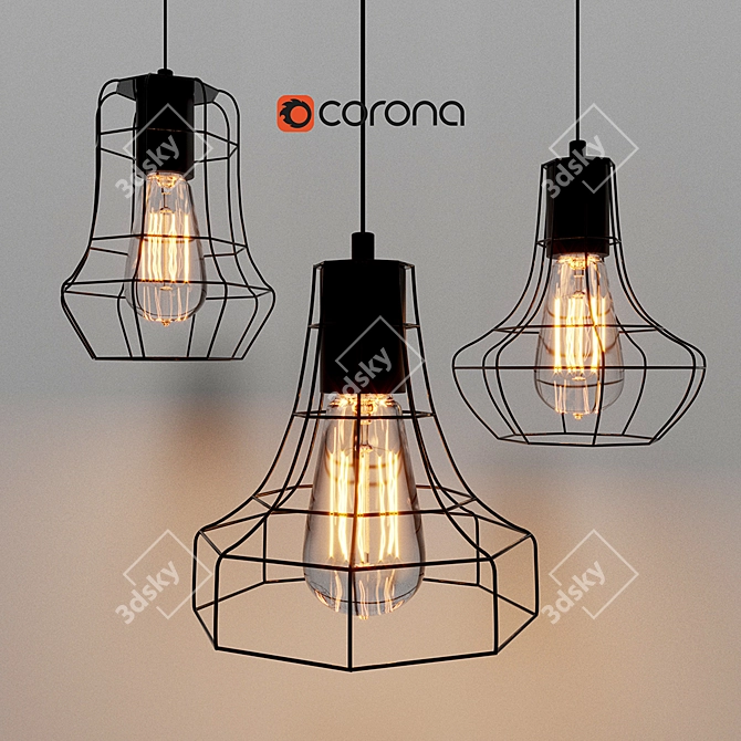 Industrial Loft Cage Luminaires 3D model image 1