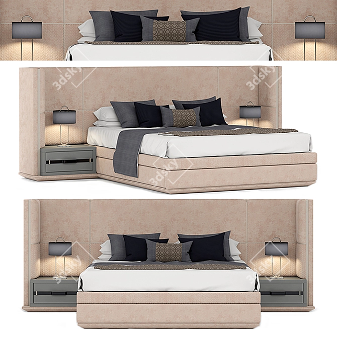 Sleek Modern Bed 3D model image 1