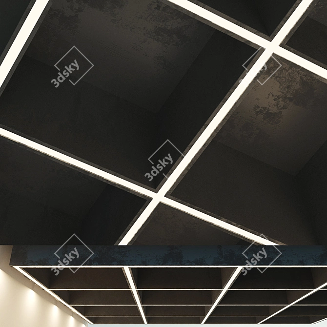 Modern Beam Ceiling with Integrated Lighting 3D model image 2