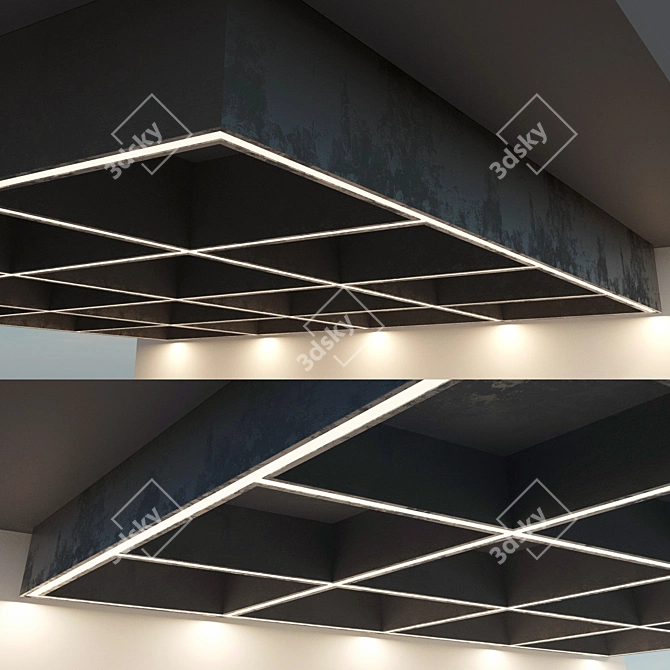 Modern Beam Ceiling with Integrated Lighting 3D model image 3