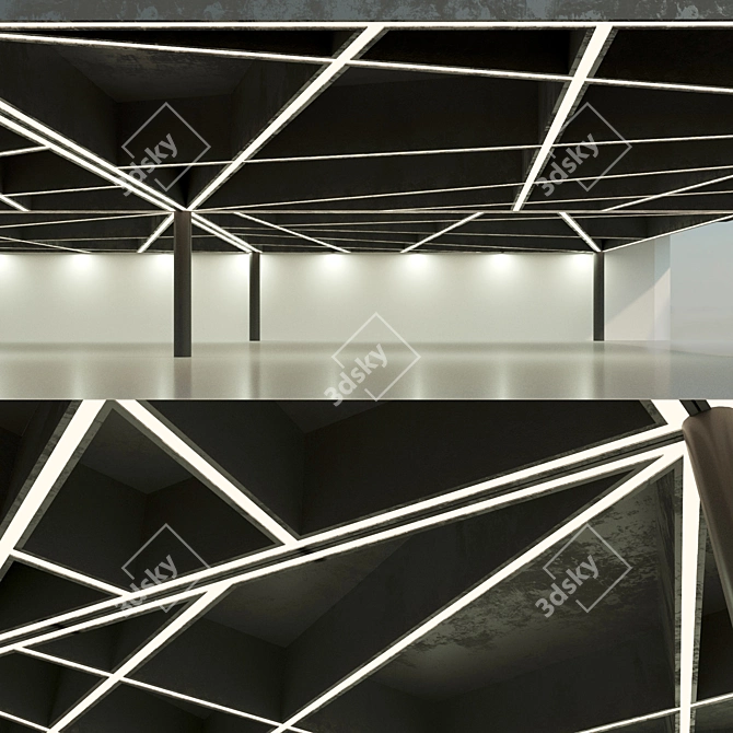 Modern Beam Ceiling: Overlapping Design 3D model image 1