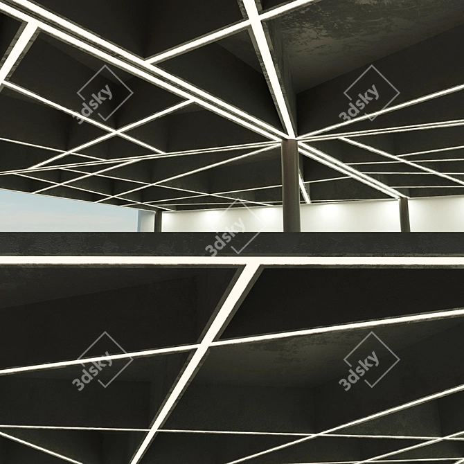 Modern Beam Ceiling: Overlapping Design 3D model image 2