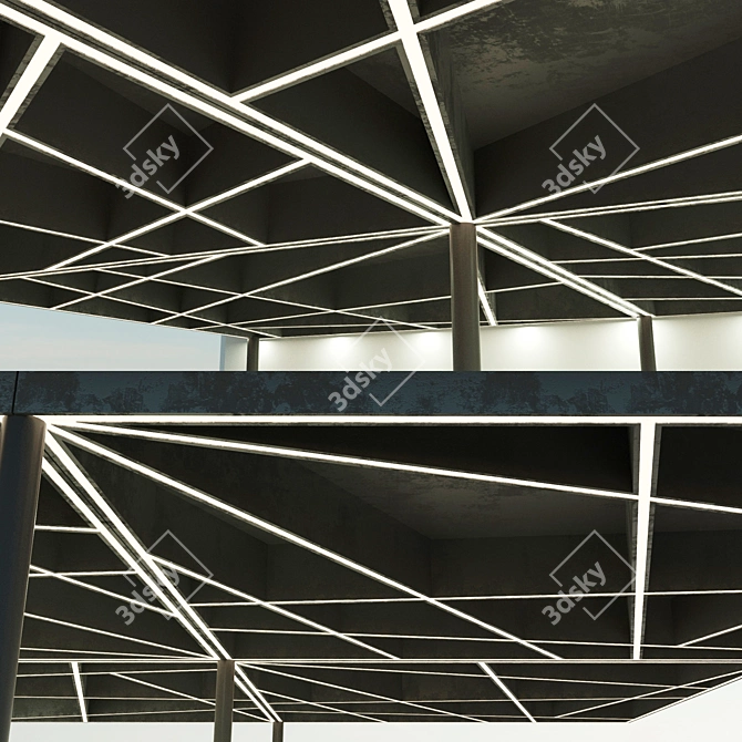 Modern Beam Ceiling: Overlapping Design 3D model image 3