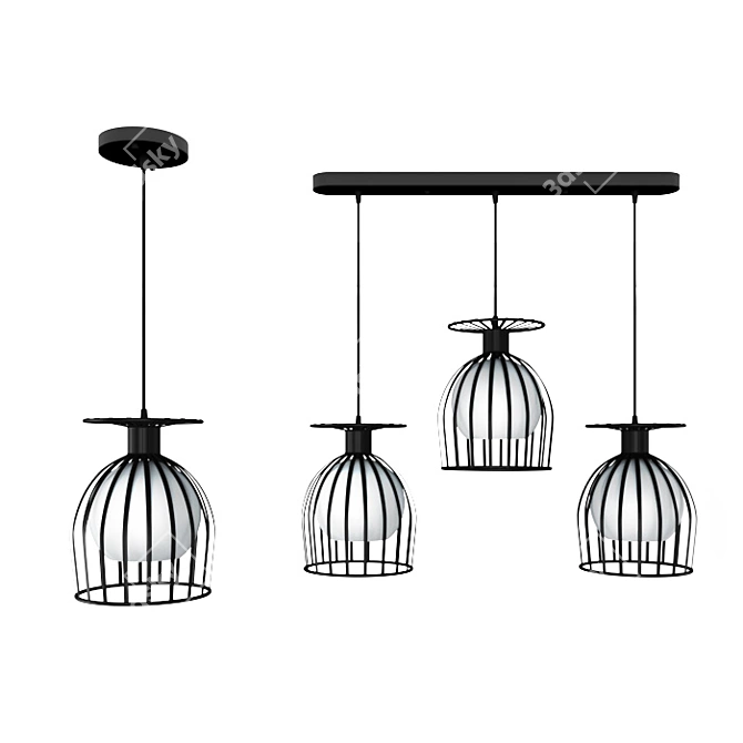 Elegant Suspended Light Fixtures 3D model image 1
