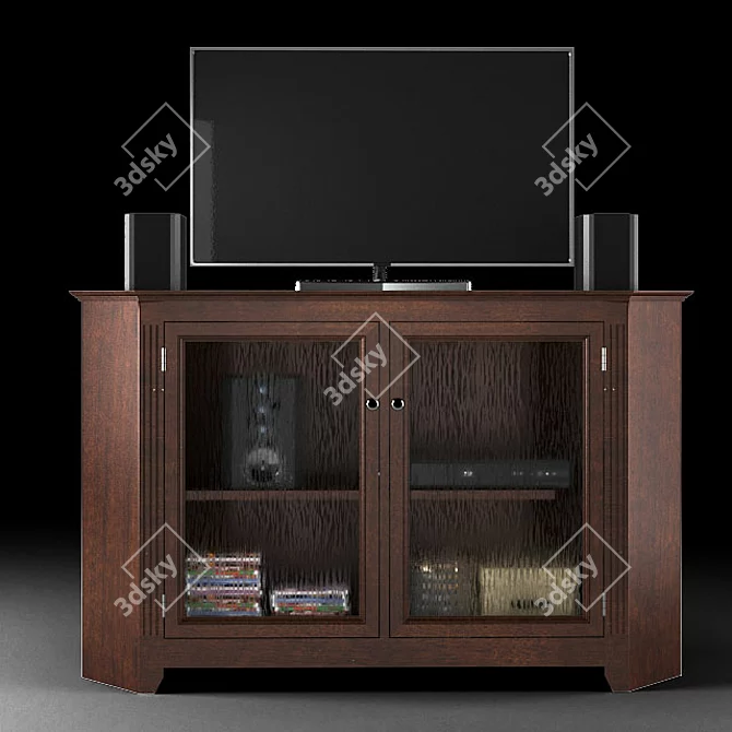 Cappuccino 55" TV Stand - Sleek and Stylish Entertainment Unit 3D model image 1