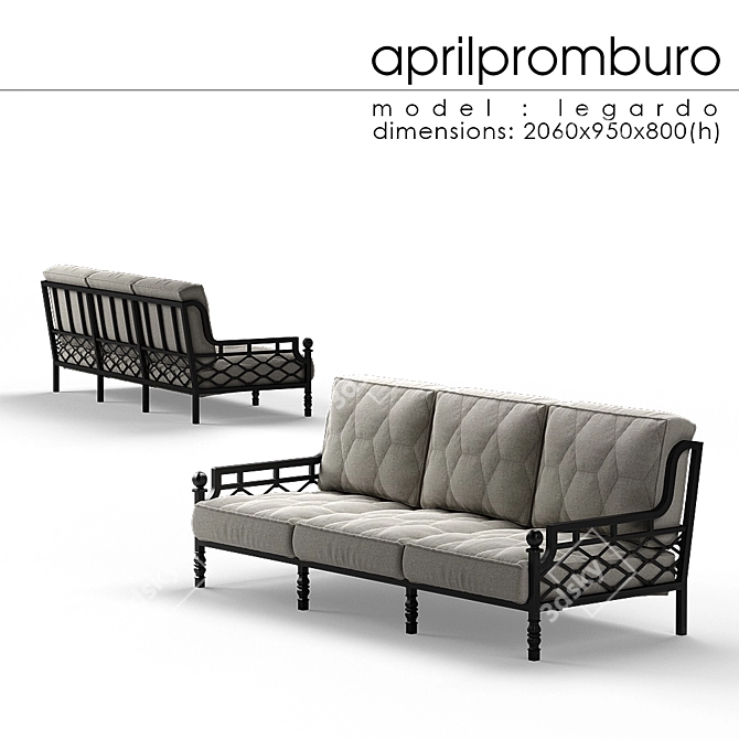 Aprilpromburo Legardo 3-Seat Sofa: Minimalist Elegance for Ultimate Comfort 3D model image 1