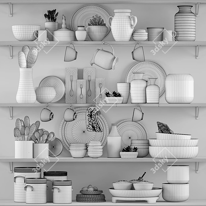 Kitchen Essentials Set: Utensils, Tray, Cup, Spatula, Jug 3D model image 2