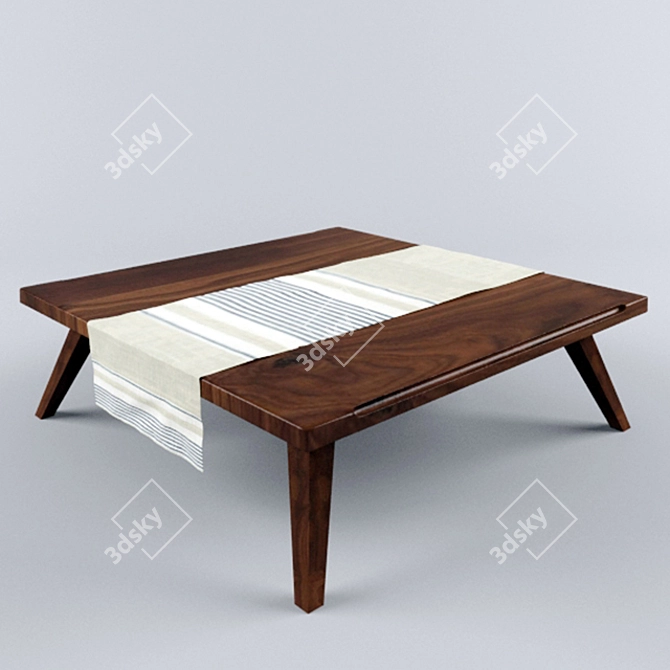 Charming Wooden Tea Table 3D model image 1