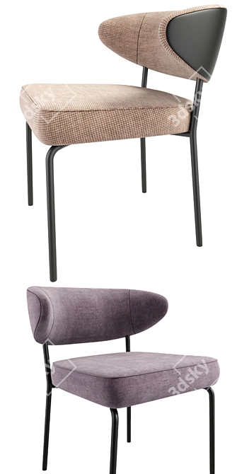 Modern Low Dining Chair with Minotti Mills Design 3D model image 2