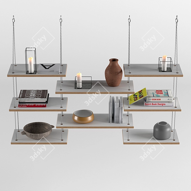 Minimalist Floating Wall Shelves 3D model image 2