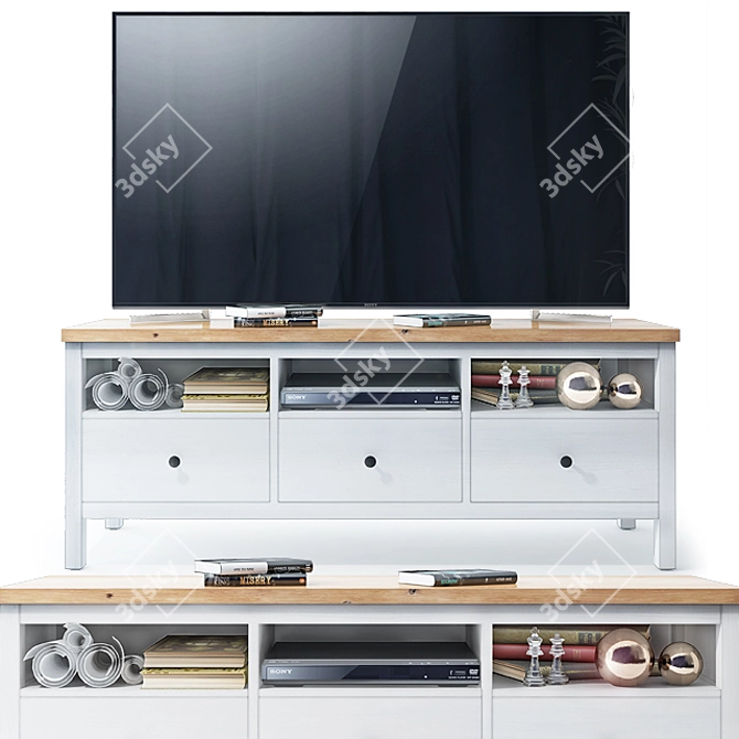 HEMNES TV Stand: Stylish Storage Solution 3D model image 1