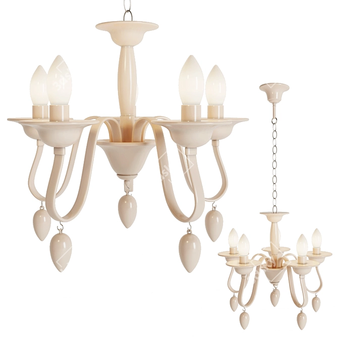 Elegant Martina White Chandelier 3D model image 1