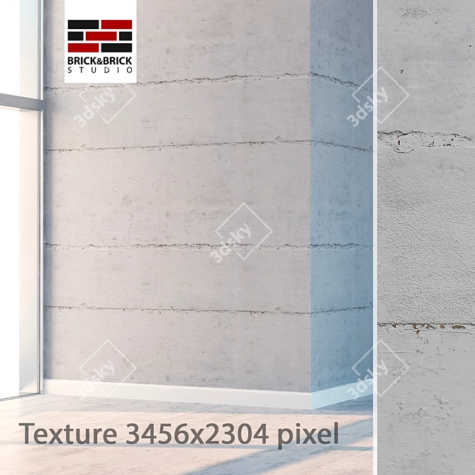 Seamless High Detail Concrete Wall 3D model image 1