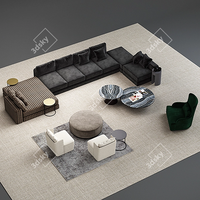 Harold Modular Sofa Set: Versatile and Elegant 3D model image 2