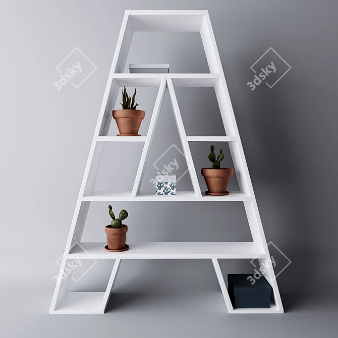 Wooden Letter Shelving 3D model image 1