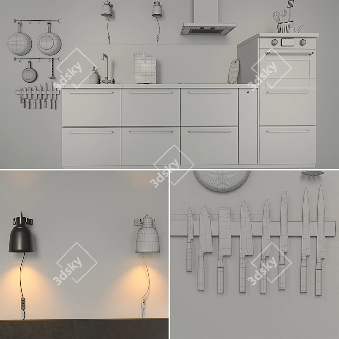 Modern IKEA Kitchen Set 3D model image 3