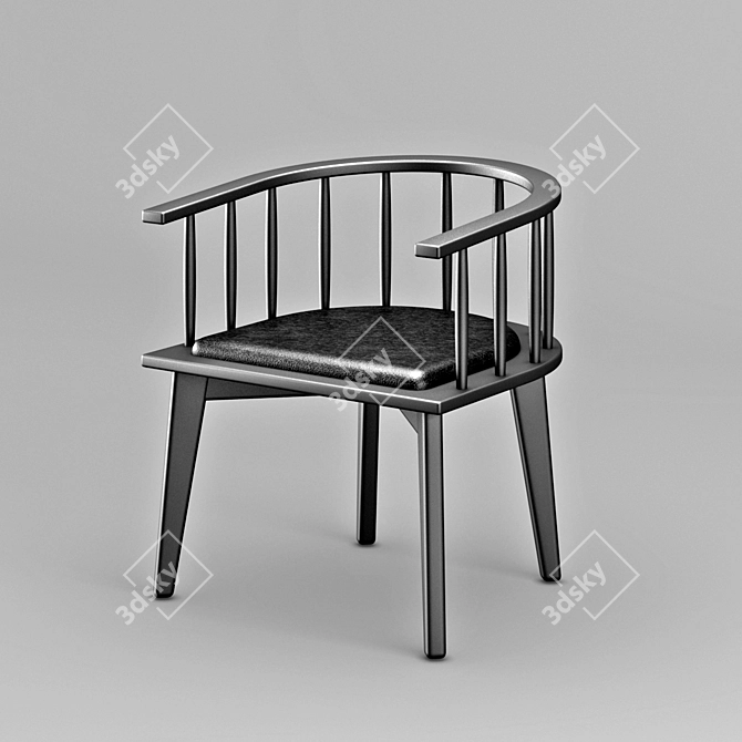 Elegant Slat Chair 3D model image 2