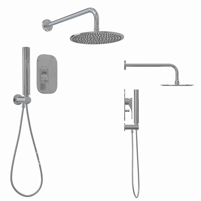Modern Millimeter Shower System 3D model image 1