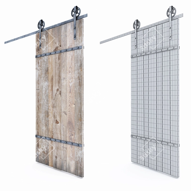  Rustic Aspen Barn Door 3D model image 2