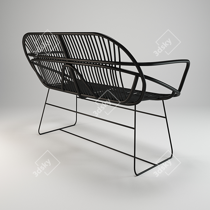 Vintage Rattan Bench by Pols Potten 3D model image 2