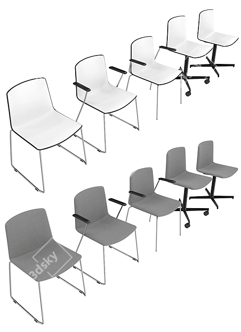 Sleek Space-Saving Tweet Chair 3D model image 2