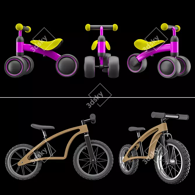 Wooden PedeX Bike: Perfect Balance for Kids! 3D model image 1