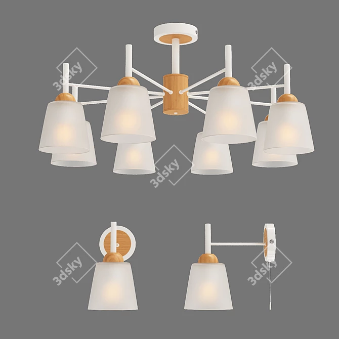 Eurosvet Fresco Ceiling Chandelier & Wall Sconce Set 3D model image 1