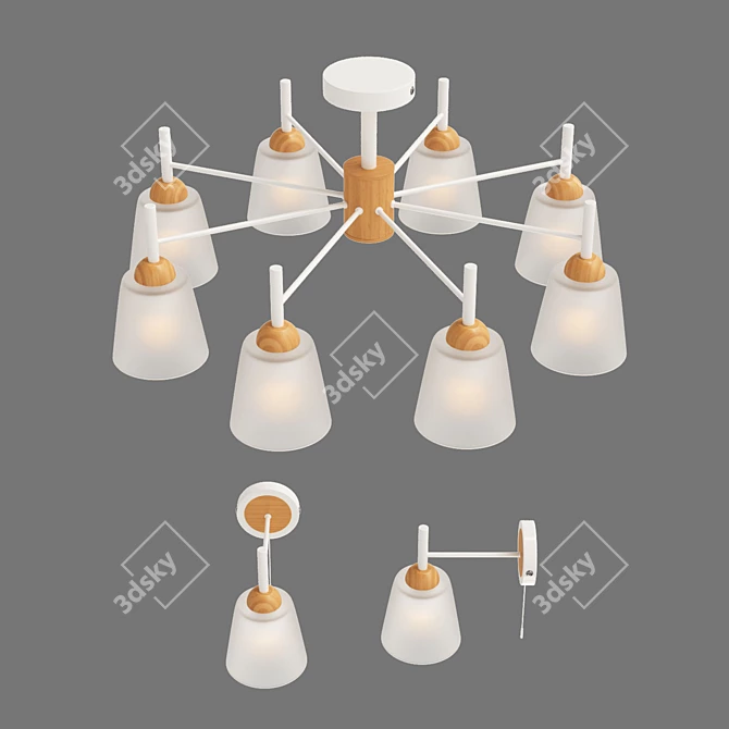 Eurosvet Fresco Ceiling Chandelier & Wall Sconce Set 3D model image 2