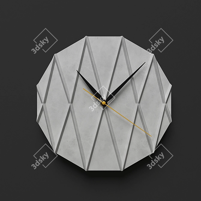 Elegant Grained Clock - 280mm Diameter 3D model image 1