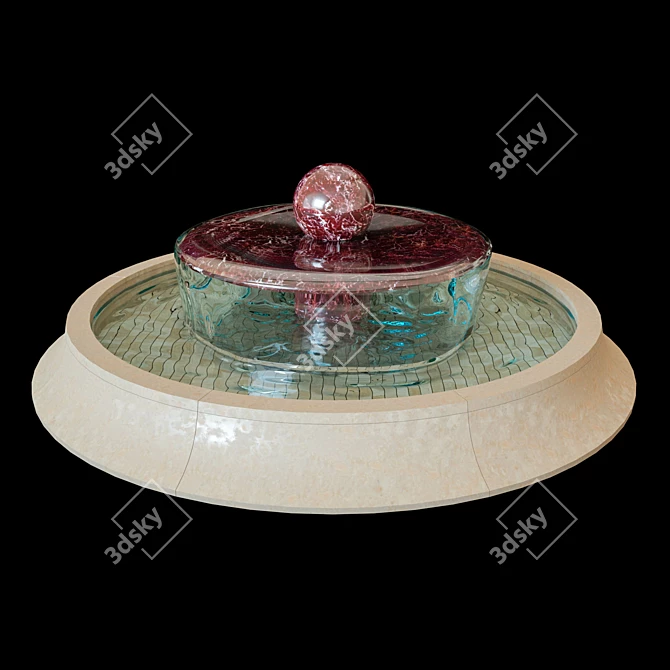 Elegant Stone Round Fountain 3D model image 1
