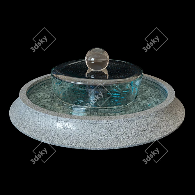 Elegant Stone Round Fountain 3D model image 2