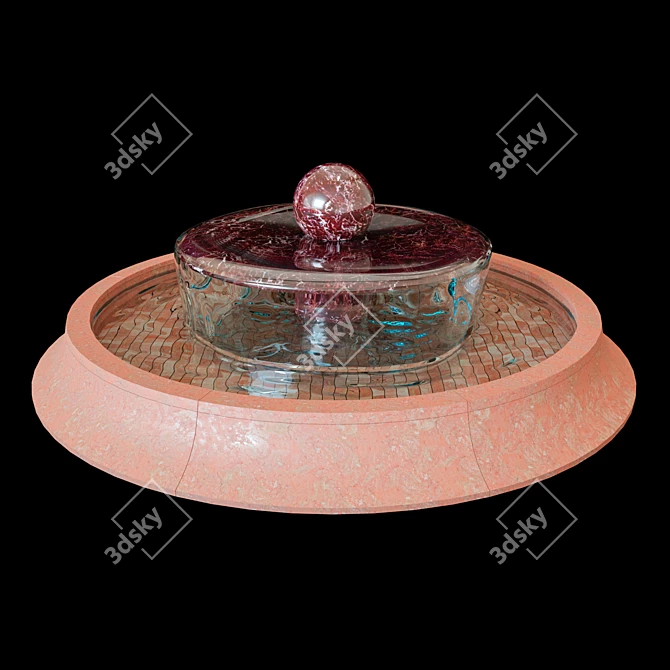 Elegant Stone Round Fountain 3D model image 3