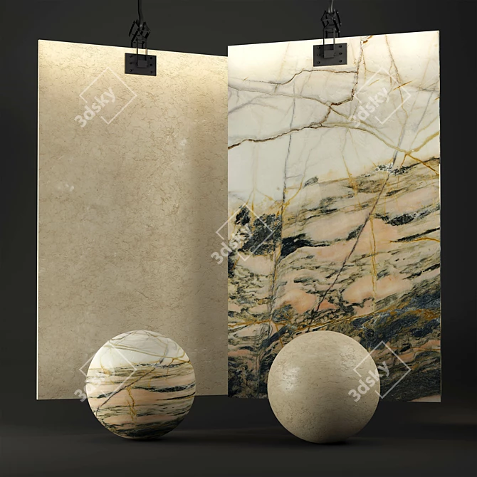 Vibrant Crystal & Smooth Marble Set 3D model image 1