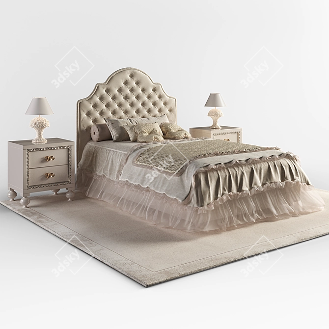 Halley Spenser Slim Bed, ALTAMODA Mimi Bedside Table, Halley Basamento Grande Love Lamp 3D model image 1