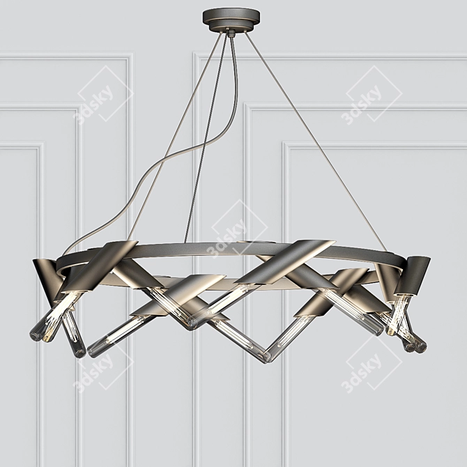 Industrial Oil Rubbed Bronze Chandelier 3D model image 1