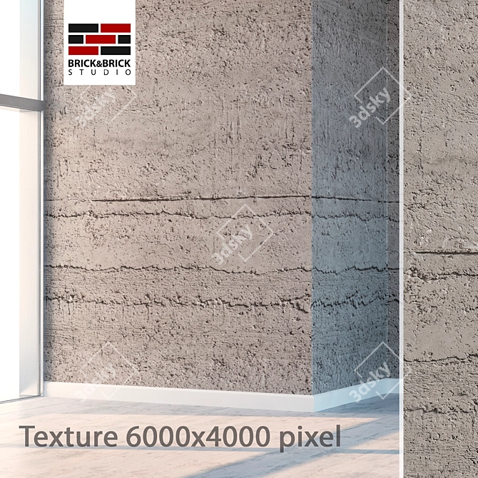 Seamless Detailed Concrete Wall 3D model image 1