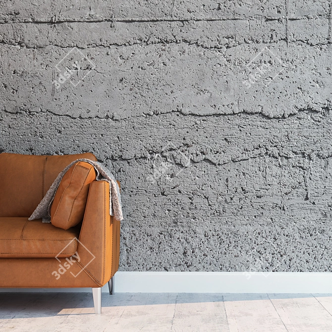 Seamless Detailed Concrete Wall 3D model image 2