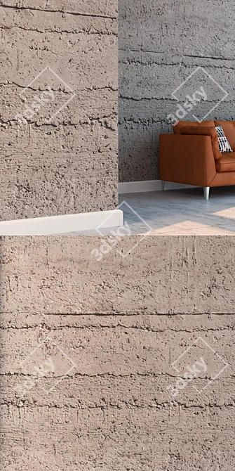 Seamless Detailed Concrete Wall 3D model image 3