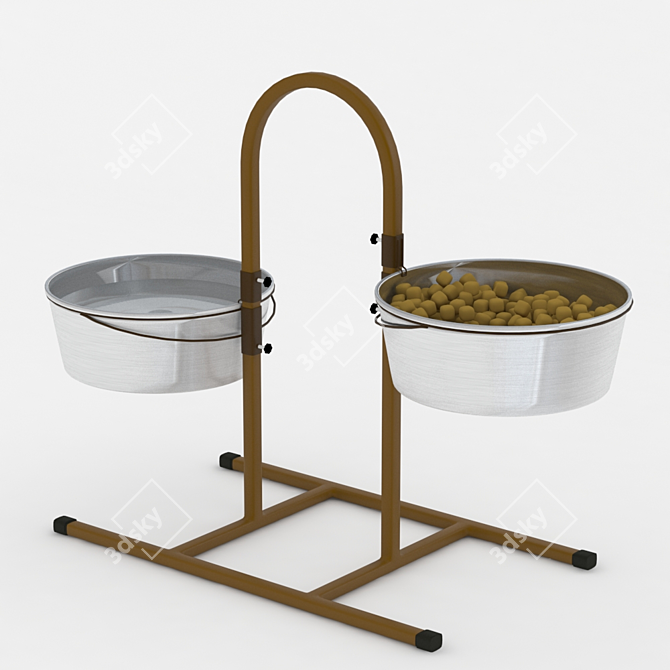 Premium Elevated Dog Bowl Stand 3D model image 2