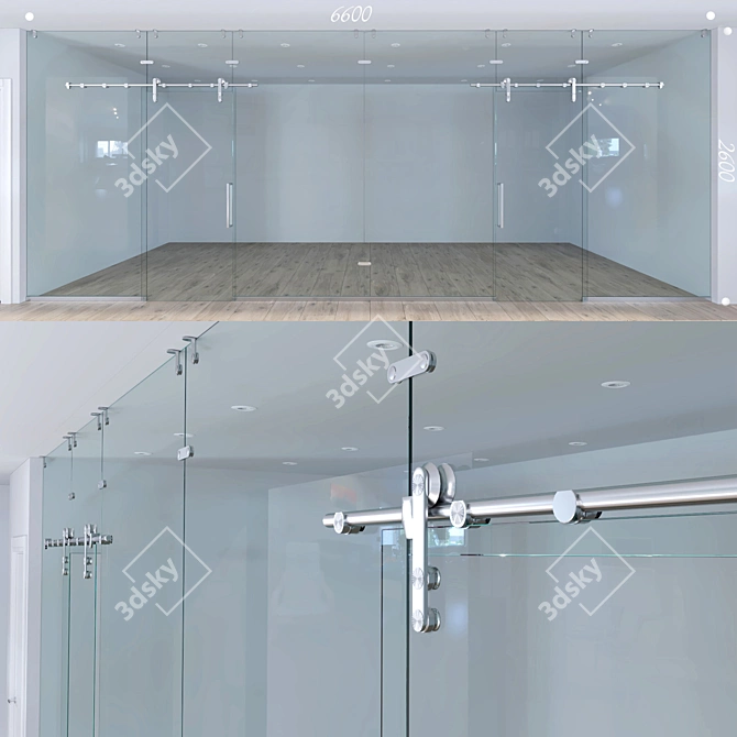 Sliding Glass Partition - Modern Design 3D model image 1