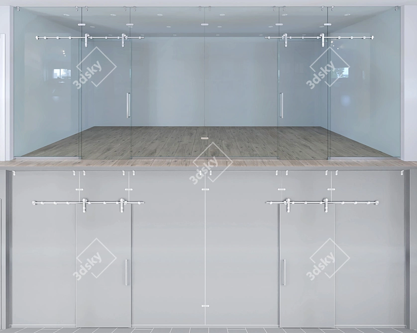 Sliding Glass Partition - Modern Design 3D model image 3