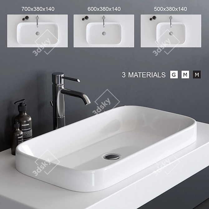 GALASSIA MEG11 Inset Ceramic Washbasin 3D model image 1