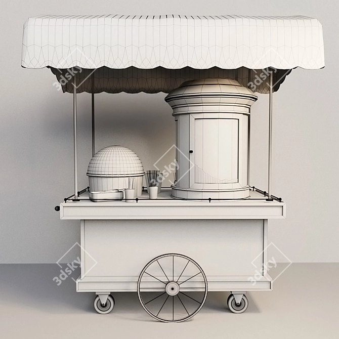 Vintage Popcorn Cart: Your Classic Summer Delight 3D model image 3