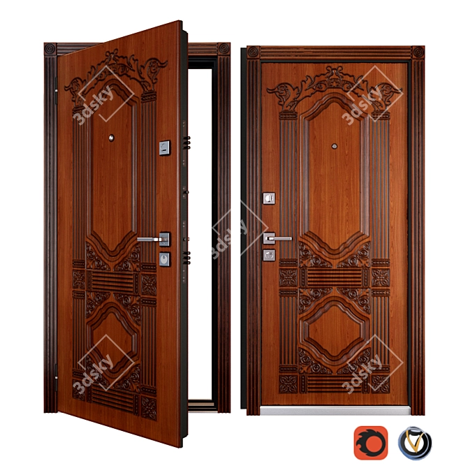 Sangria SteelGuard: Elegant Entrance Metal Door 3D model image 1